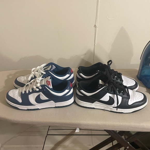 Nike' Dunk Low Style Sneakers in Navy/White and Black/White